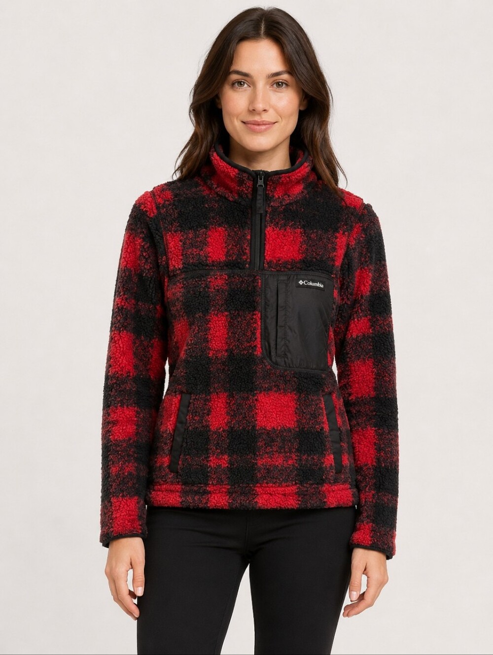 Columbia West Bend II Buffalo Plaid Sherpa Fleece Pullover NWT Women’s XS